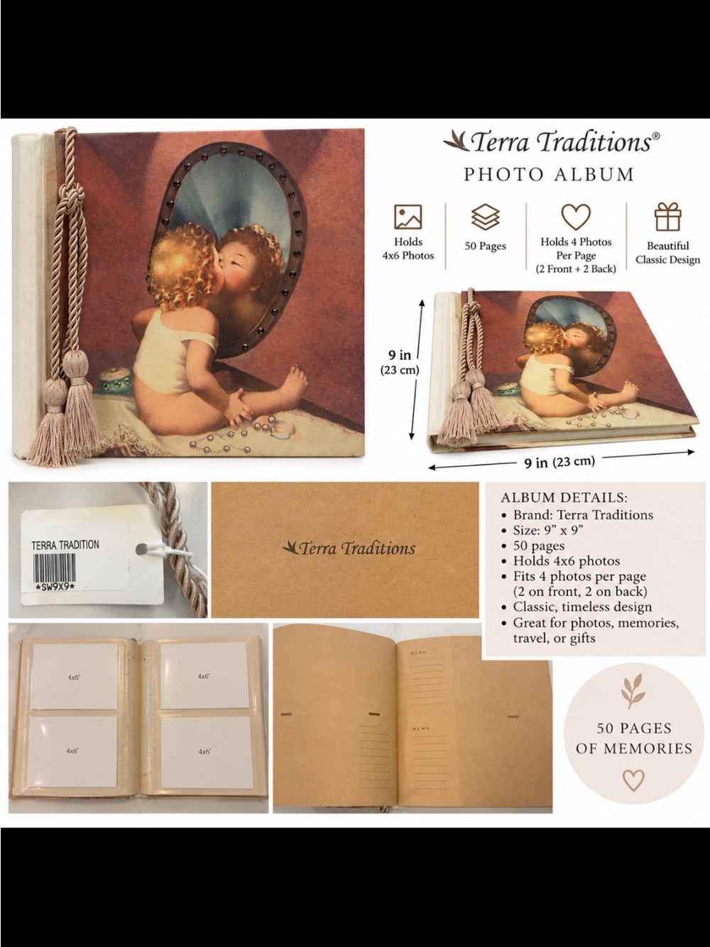 Terra Traditions Cream Photo Album with Tassel Accent